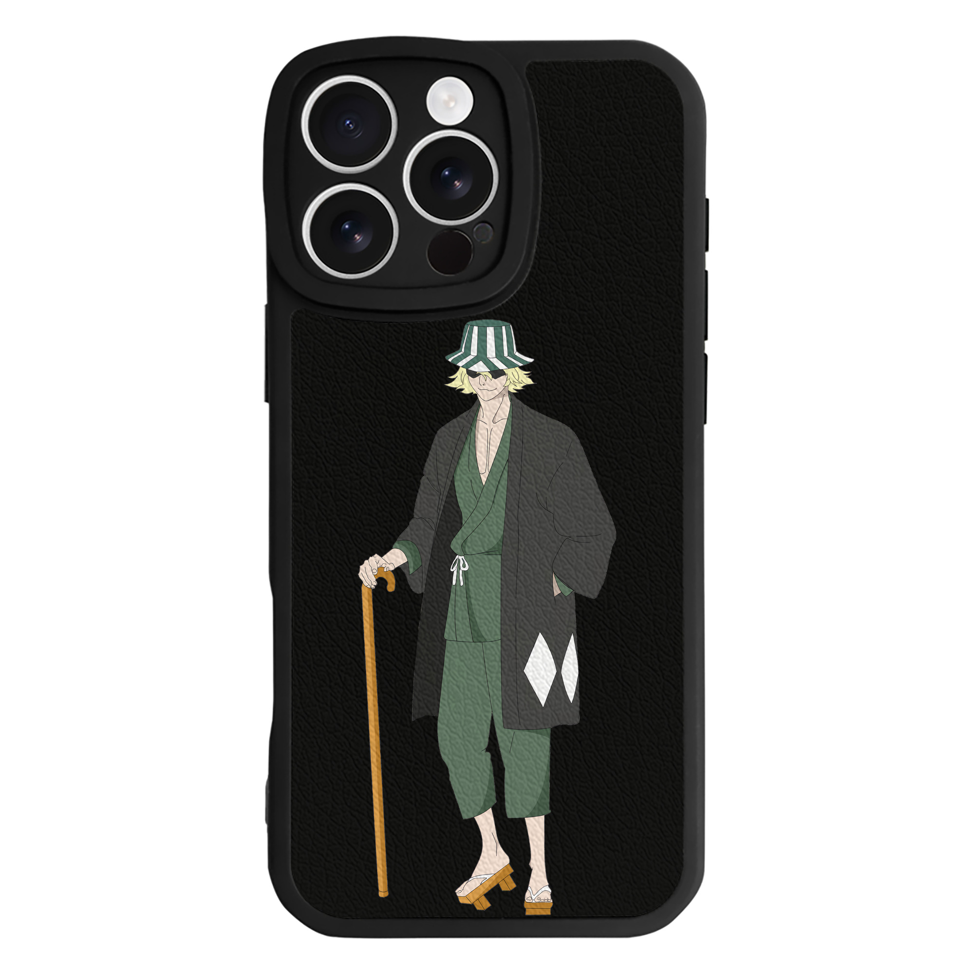 （画像用） "ブリーチ 浦原 喜助（うらはら きすけ） BLEACH Urahara Kisuke " 【iPhone 16シリーズ対応】シリコンスマホケース（レザー調） 材質：シリコン